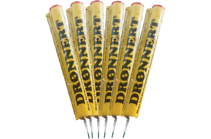 Dr�nnert - Fort�ne raketter. Cracklingkometer med  ass.bomber. 6 stk.