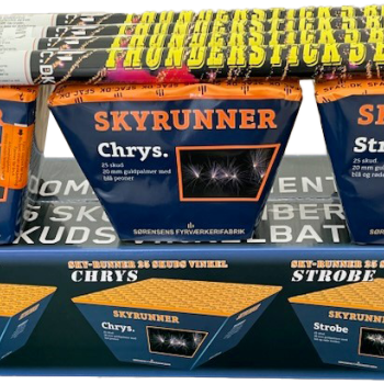 Sky-runner.Chrys. 25 skud. 20mm.guldpalmer med bl� peoner. Vinkel. 