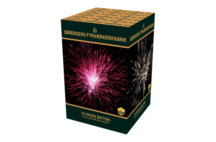 16 skud 25 mm store guldpalmer med farveskift.