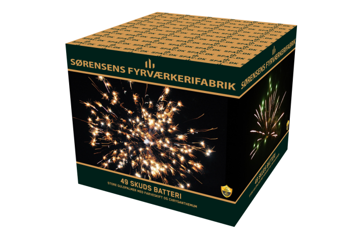 49 skud 25 mm store guldpalmer med farveskift og chrysanthemum