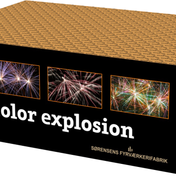 Color explosion 126 skud 20 mm Goldbrokade med farverige strober.