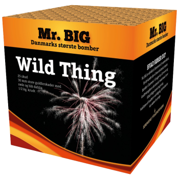 Mr.BIG. Wild Thing.  25 skud 30 mm store guldbrokader med r�de og bl� dahlia .