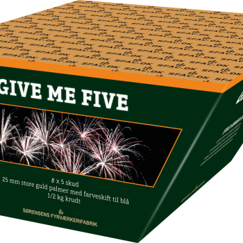 Give me five. 8x5 skud 25 mm store guldpalmer med farveskift til bl�. Vinkel