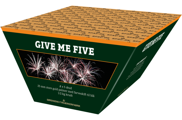 Give me five. 8x5 skud 25 mm store guldpalmer med farveskift til bl�. Vinkel